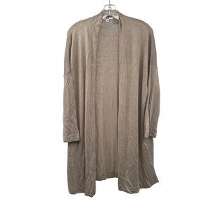 UNIQLO Womens Open Front Duster Cardigan Long Sleeve Tan Size Medium